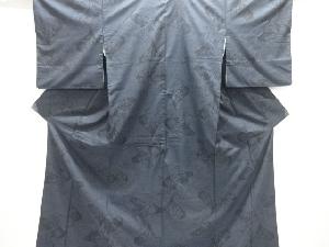 橋に草花模様織り出し本場泥大島紬着物(5マルキ)